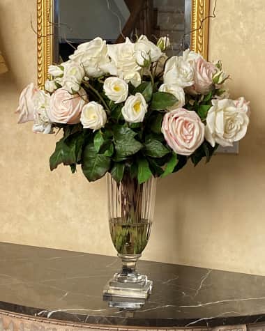 Winward Home Mix Faux Roses in Glass Vase