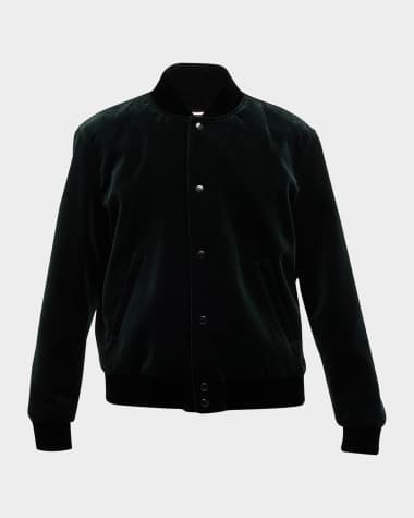 Saint Laurent Men's Velvet Logo Teddy Jacket