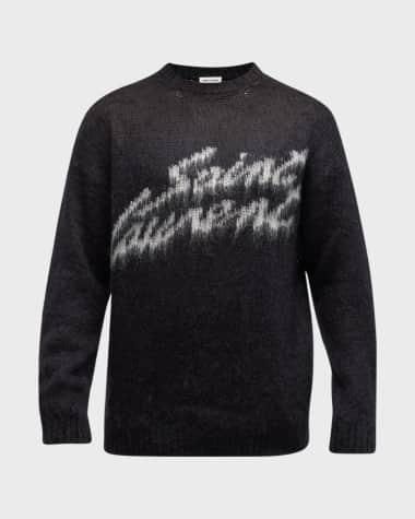 Saint Laurent Men's Mohair-Blend Logo Sweater