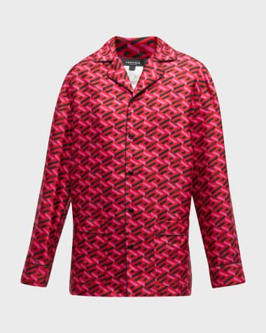 Versace Greca Silk Pajama Top