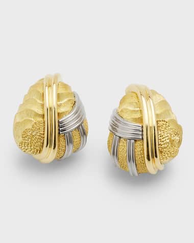 NM Estate Estate Dunay 18K Yellow Gold and Platinum Earrings
