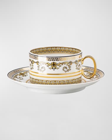 Versace Virtus Gala White Tea Cup and Saucer