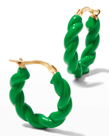 Bottega Veneta Gold Finishing over Sterling Silver and Enamel Earrings, Green