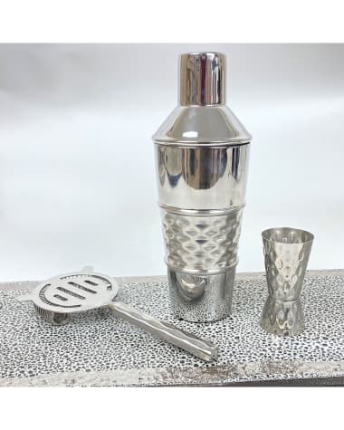 Michael Wainwright Truro Platinum Strainer, Jigger & Cocktail Shaker Set