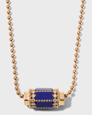 Roberto Coin 18k Rose Gold Diamond & Lapis Pendant Necklace