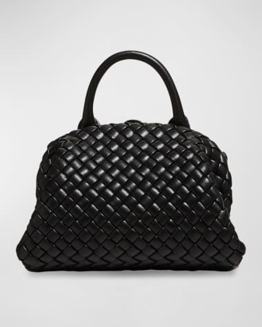 Bottega Veneta Black Intrecciato Nappa East-West Zip Hobo Bag in Small Size