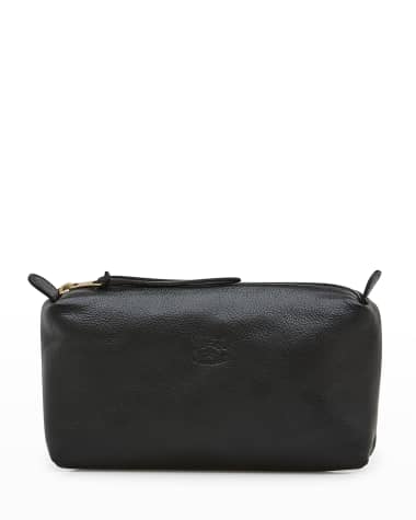Il Bisonte Classic Zip Leather Cosmetic Bag