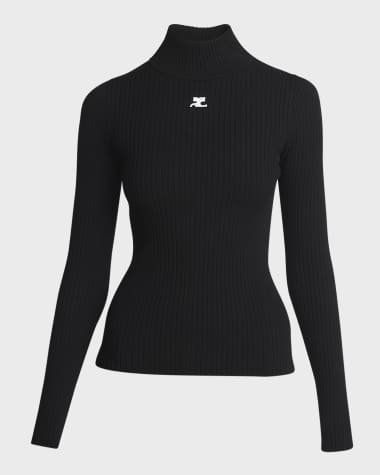 Courreges Turtleneck Long-Sleeve Rib Sweater