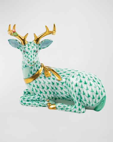Herend Lying Christmas Deer Figurine