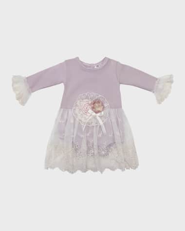 Haute Baby Girl's Genevie Eyelet Lace Dress, Size 0-12M