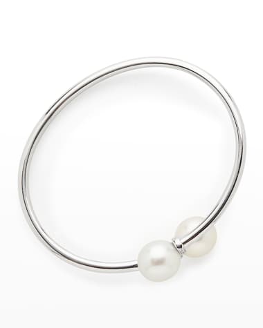 Pearls By Shari 18K White Gold 10.5mm South Sea Pearl and Diamond Bypass Bracelet