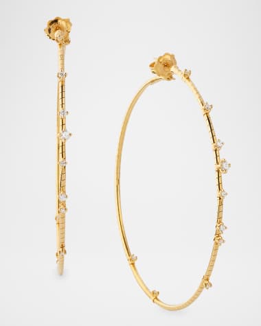 Mattia Cielo 18k Yellow Gold Diamond Hoop Earrings