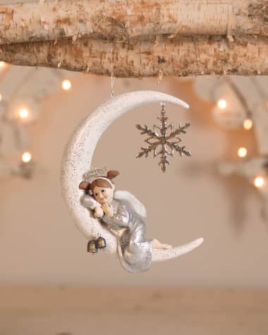 Bethany Lowe Anna Lee Angel On Moon Christmas Ornament