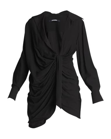 Jacquemus Bahia Draped Mini Shirtdress