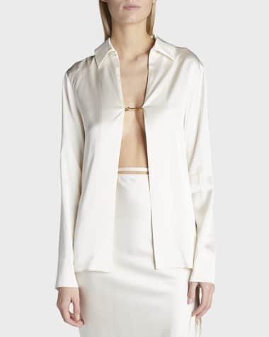 Jacquemus Notte Logo Script Satin Shirt