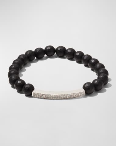 Sydney Evan Men's Diamond Pavé Bar Onyx Beaded Bracelet