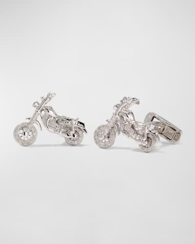 Sydney Evan Men's 14K White Gold Motorcycle Cufflinks w/ Diamonds