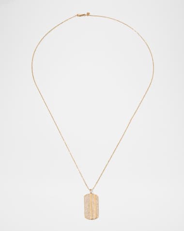 Sydney Evan Men's 14K Diamond Pavé Dog Tag Pendant Necklace