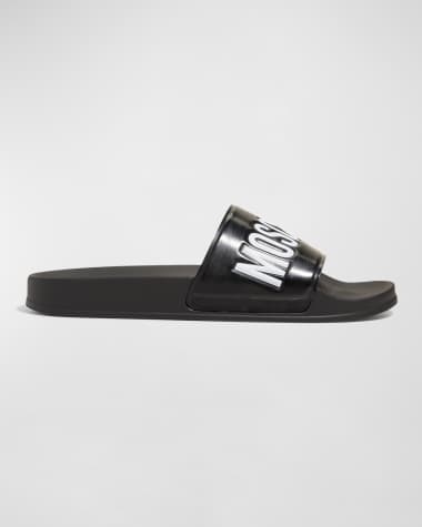 Moschino Men's Logo Rubber Pool Slides