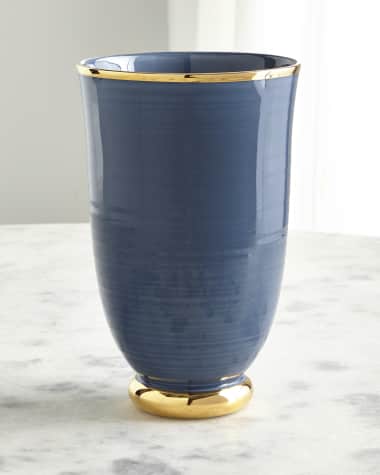 AERIN Large Ribbed Marion Tapered Ceramic Vase