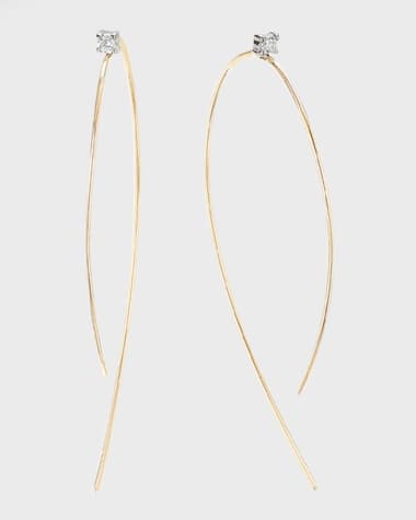 LANA Mini Wire Hooked On Hoop Earrings with Diamonds, 38mm