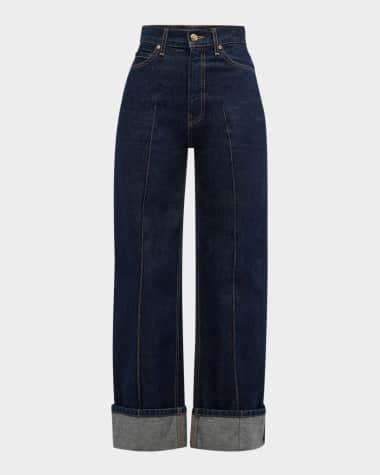 Ulla Johnson The Genevieve Topstitched Wide-Leg Denim Jeans