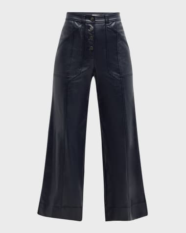 Cinq a Sept Benji Cropped Wide-Leg Faux-Leather Pants
