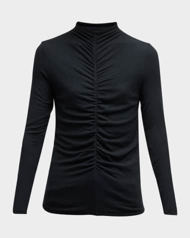 Veronica Beard Theresa Knit Ruched Turtleneck