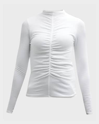 Veronica Beard Theresa Knit Ruched Turtleneck