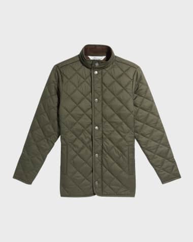 Peter Millar Boy's Suffolk Quilted Solid Coat, Size XXS-XL