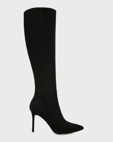 Veronica Beard Lisa Suede Stiletto Wide-Calf Knee Boots