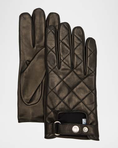 Portolano Men's Diamond-Quilted Leather Driving Gloves