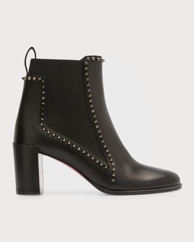 Black leather booties with studs sales