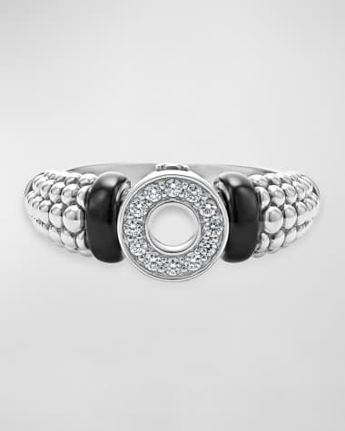 LAGOS Black Ceramic Diamond Small Circle Ring