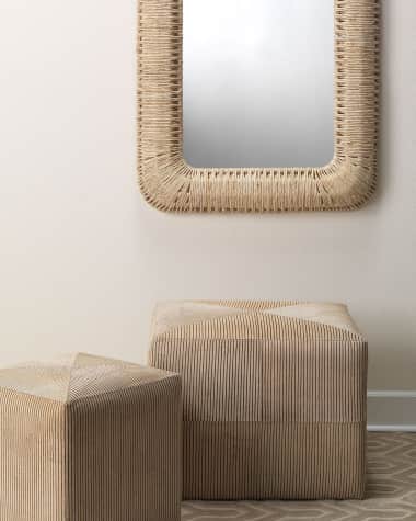 Jamie Young Pinstripe Hair Hide Ottoman