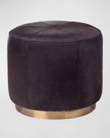 Jamie Young Thackery Small Round Hide Pouf