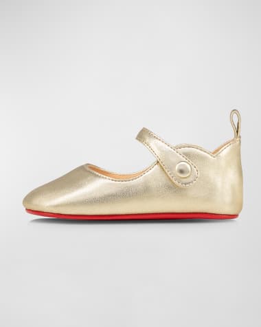 Christian Louboutin Girl's Love Chick Metallic Leather Ballerina Shoes, Baby