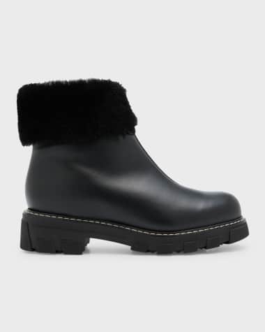 La Canadienne Leather Shearling Zip Winter Booties