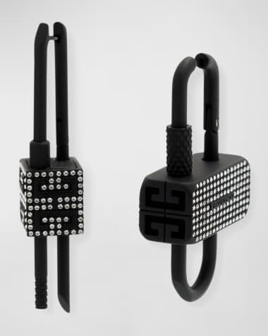 Givenchy Men's Crystal Pave Asymmetrical Padlock Earrings