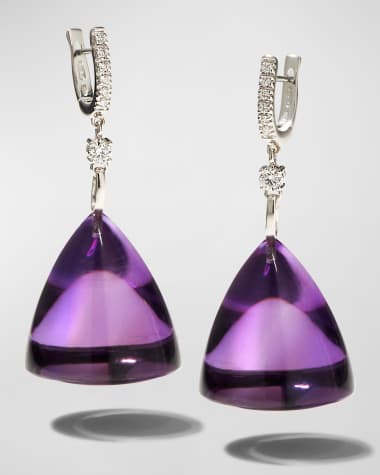 Sanalitro 18K White Gold Renaissance Earrings with Amethyst and Diamonds