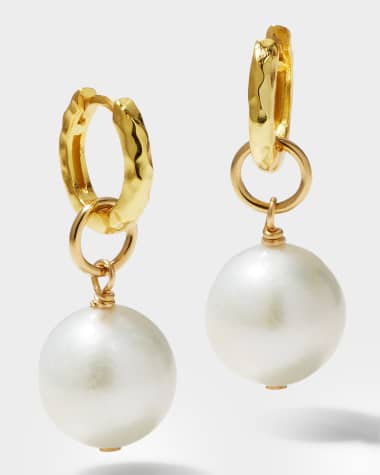Margo Morrison Freshwater Pearl Hammered Huggie Earrings