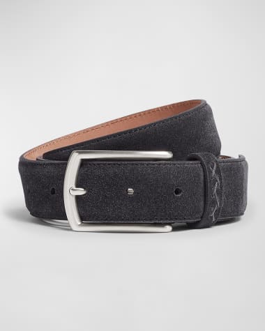 ZEGNA Men's Triple Stitch Leather Belt