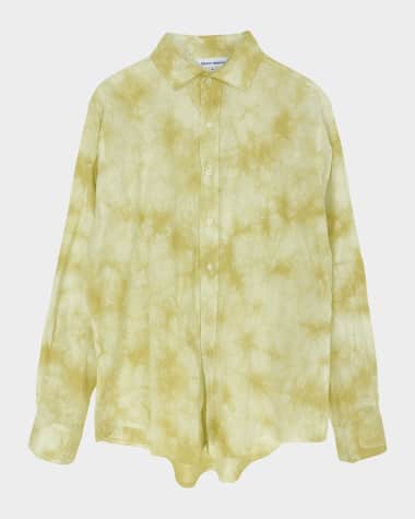 SIAMO VERANO Men's Relaxed Fit Tie-Dye Linen Sport Shirt