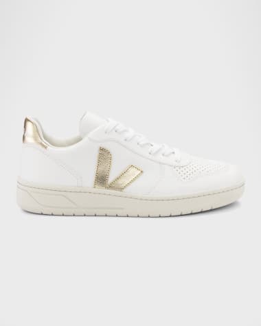 VEJA V-10 Bicolor Metallic Low-Top Sneakers