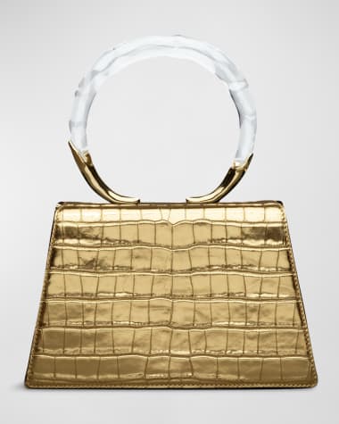 Alexis Bittar Lucite Quad Croc-Embossed Top-Handle Bag