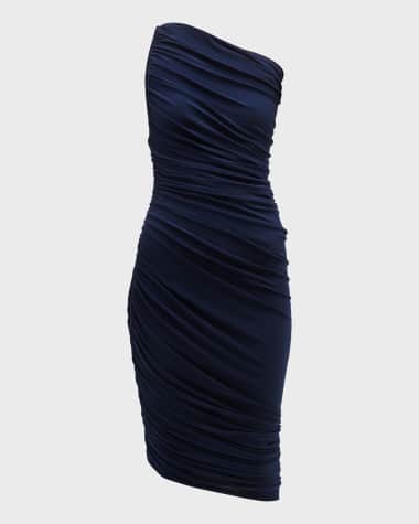 Norma Kamali Diana Shirred One-Shoulder Asymmetric Dress