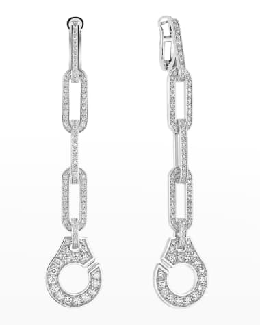 DINH VAN White Gold R15 Full Pave Drop Earrings