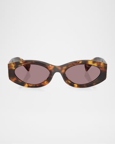Miu Miu Logo Oval Acetate Sunglasses