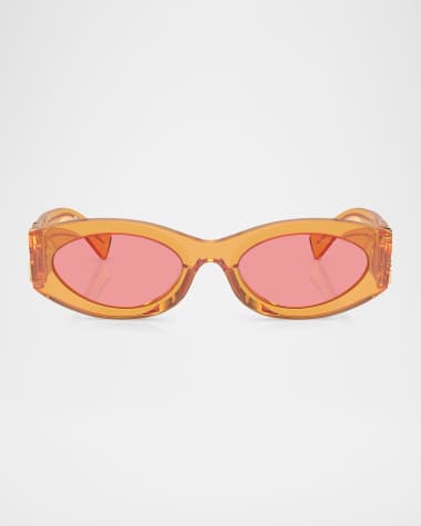 Miu Miu Logo Oval Acetate Sunglasses