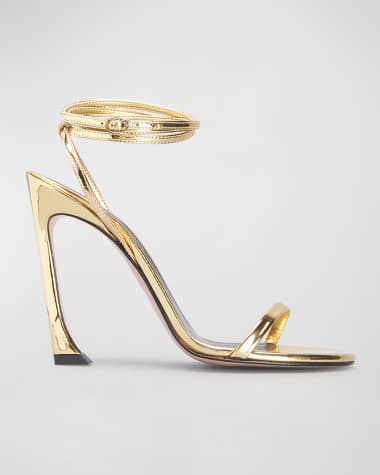Piferi Fade Vegan Metallic Ankle-Wrap Sandals